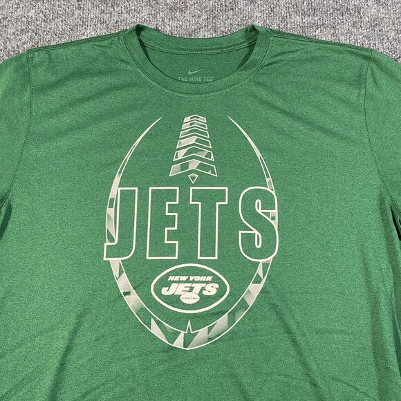New York Jets Mens Large Nike Dri Fit Short Sleeve NFL Shirt Green Graphic Print - Picture 3 of 8